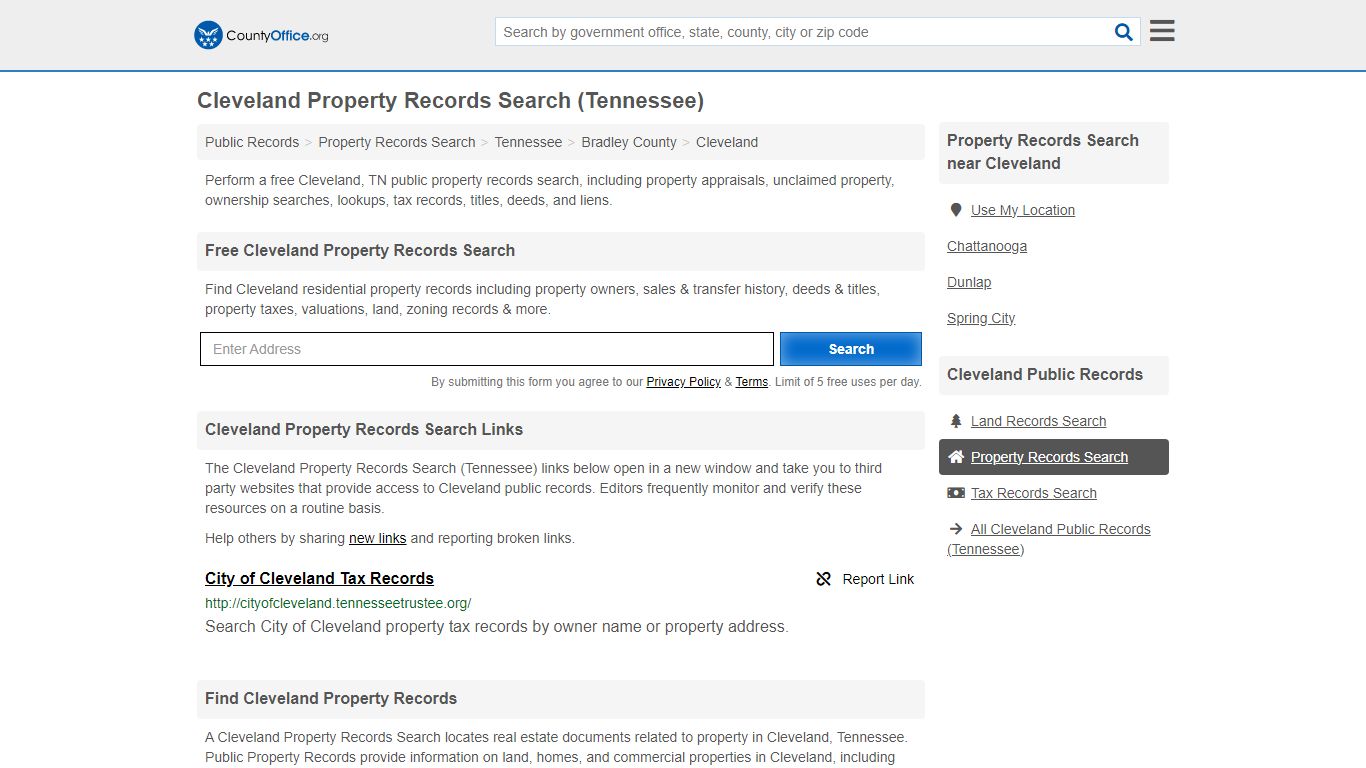 Cleveland Property Records Search (Tennessee) - County Office